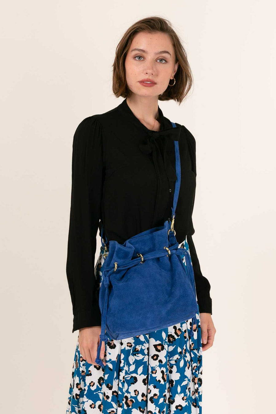 Sac bourse Keyla suède - Bleu