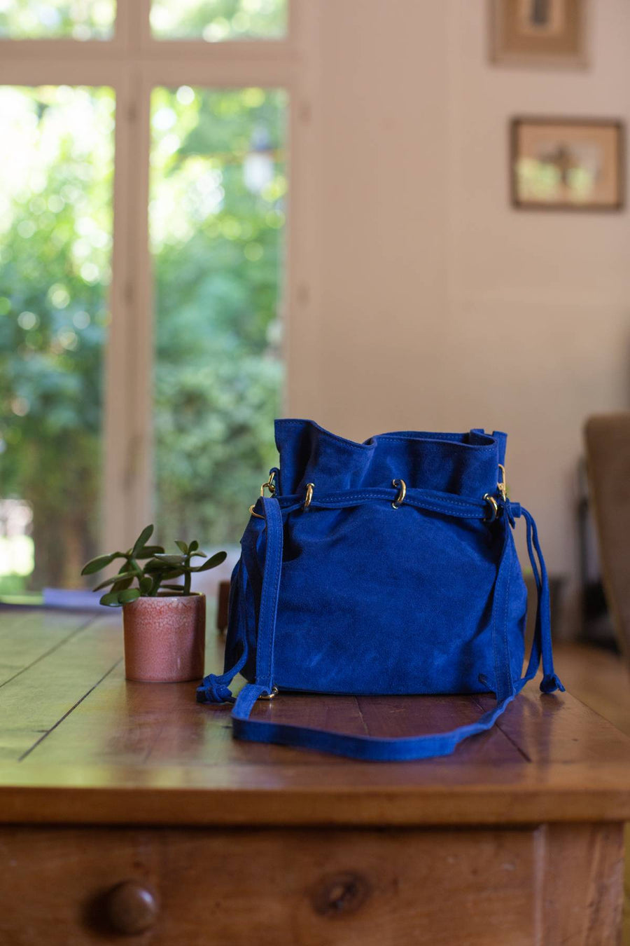 Sac bourse Keyla suède - Bleu