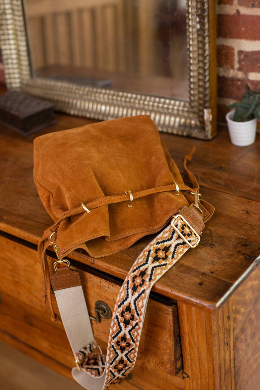 Sac bourse Keyla suède - Camel