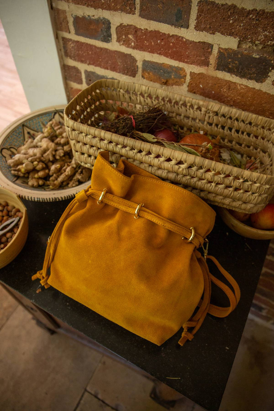 Sac bourse Keyla suède - Ocre