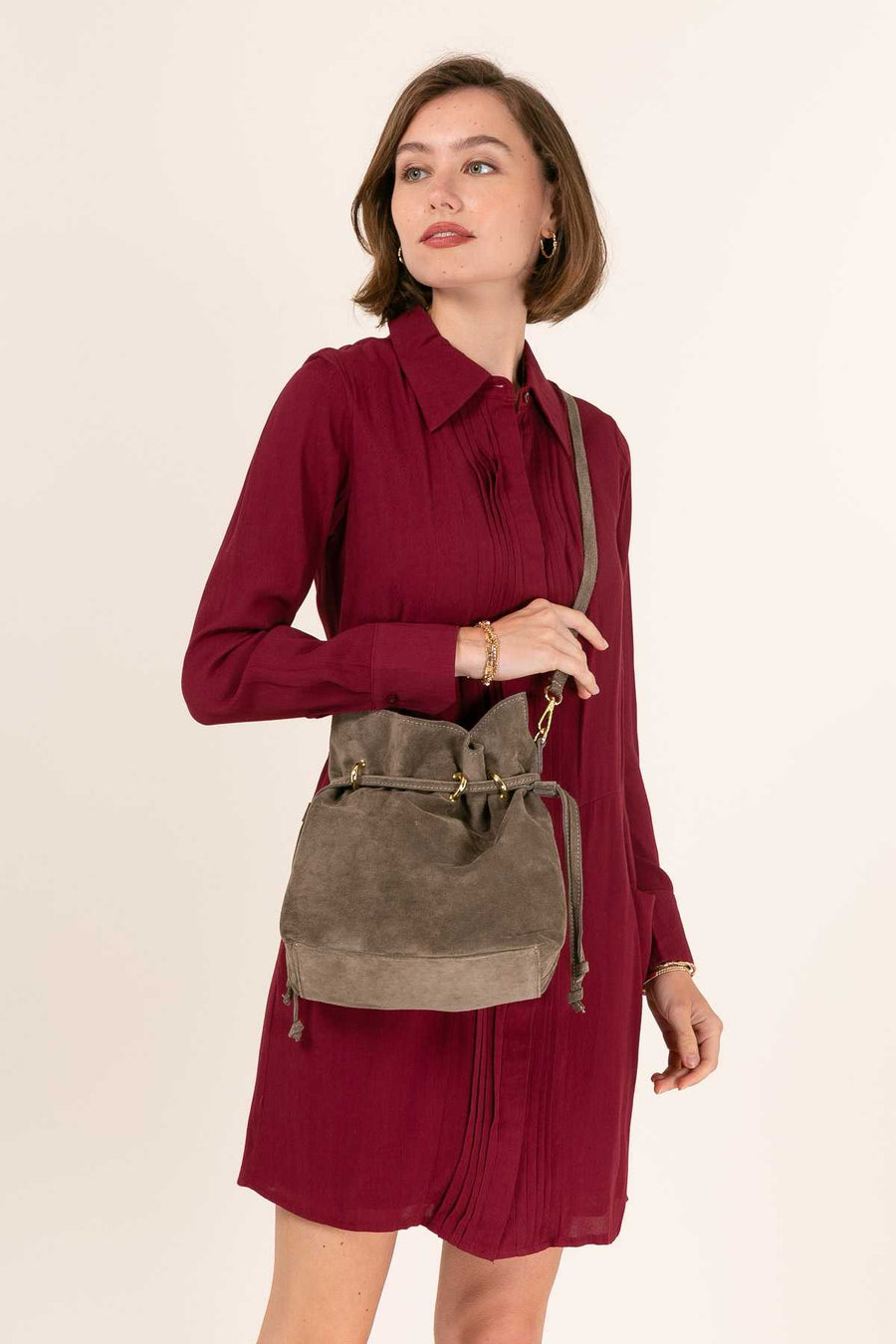Sac bourse Keyla suède - Taupe