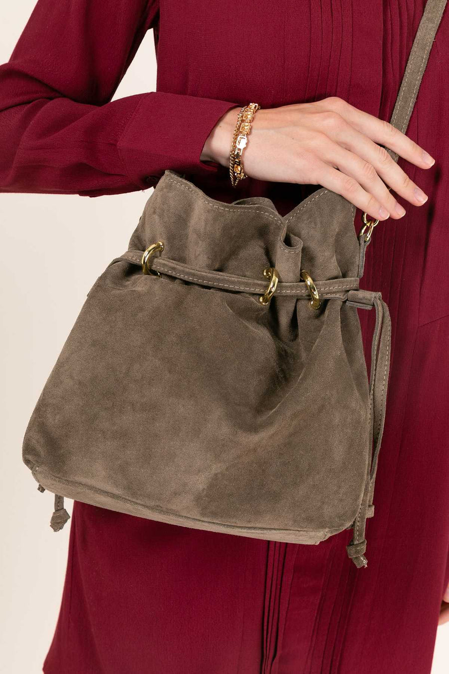 Sac bourse Keyla suède - Taupe