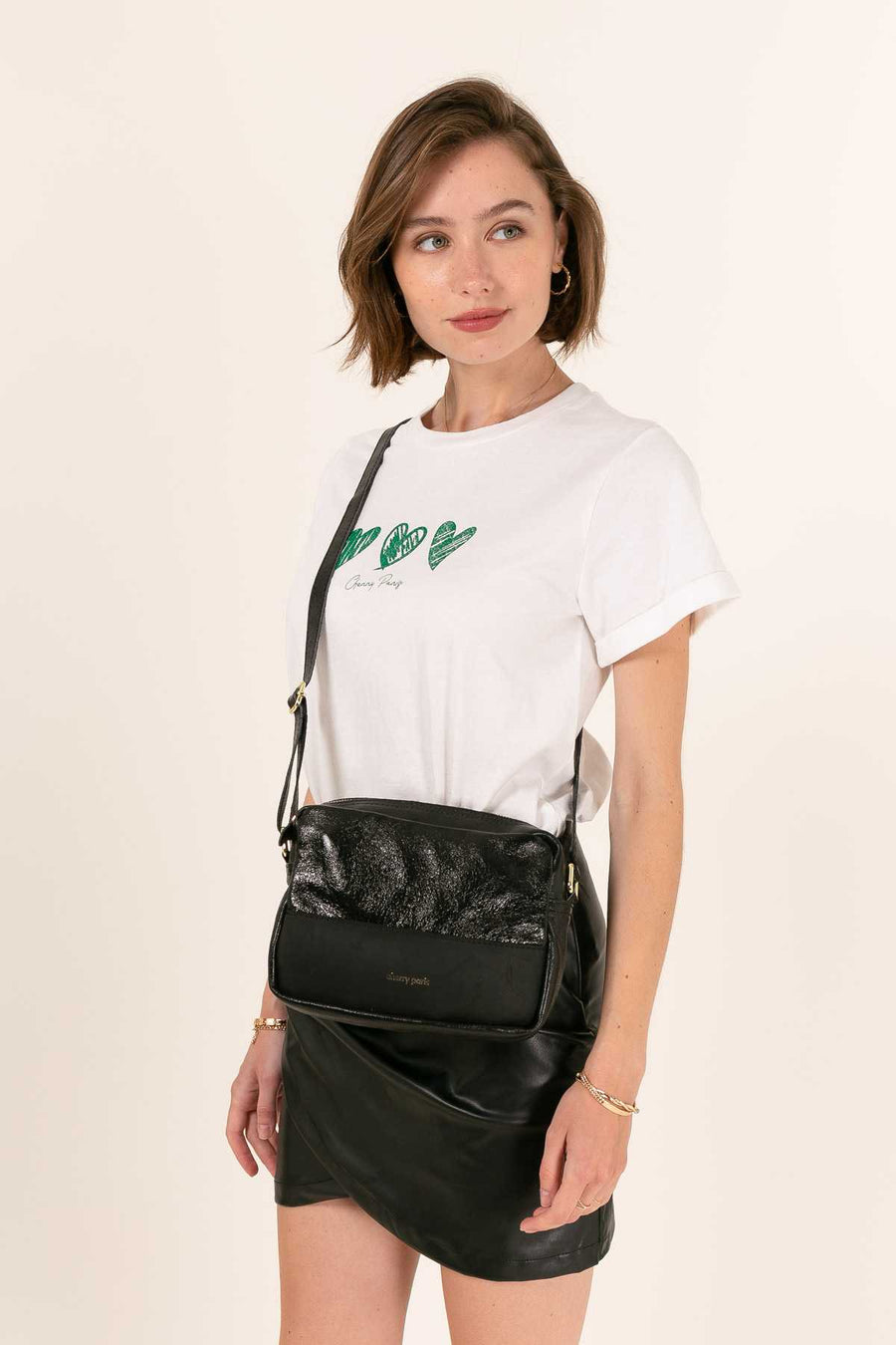 Sac bandoulière Adelaide - Noir métal