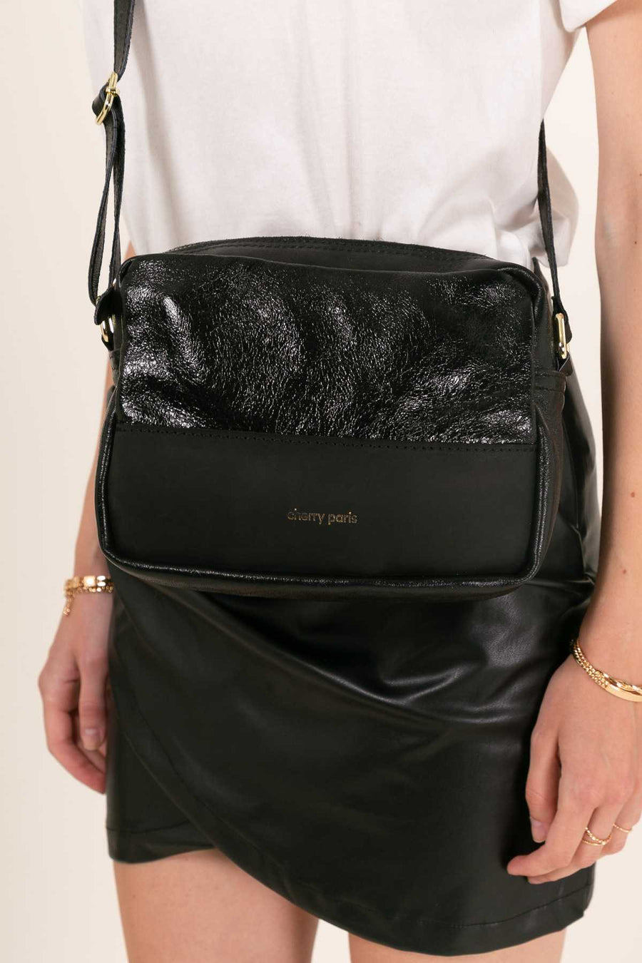 Sac bandoulière Adelaide - Noir métal
