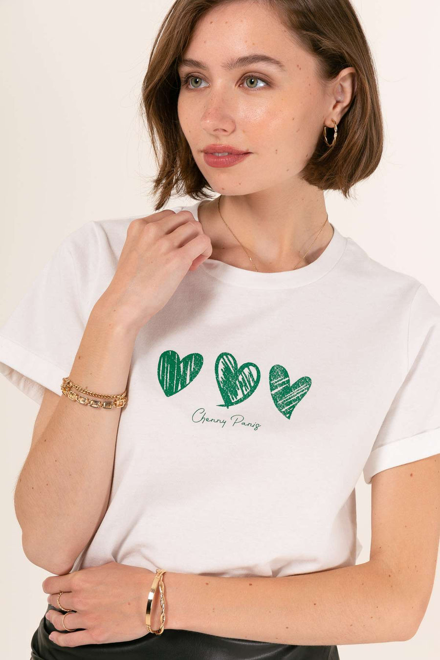 T-SHIRT EN COTON IMPRIME COEUR MARY