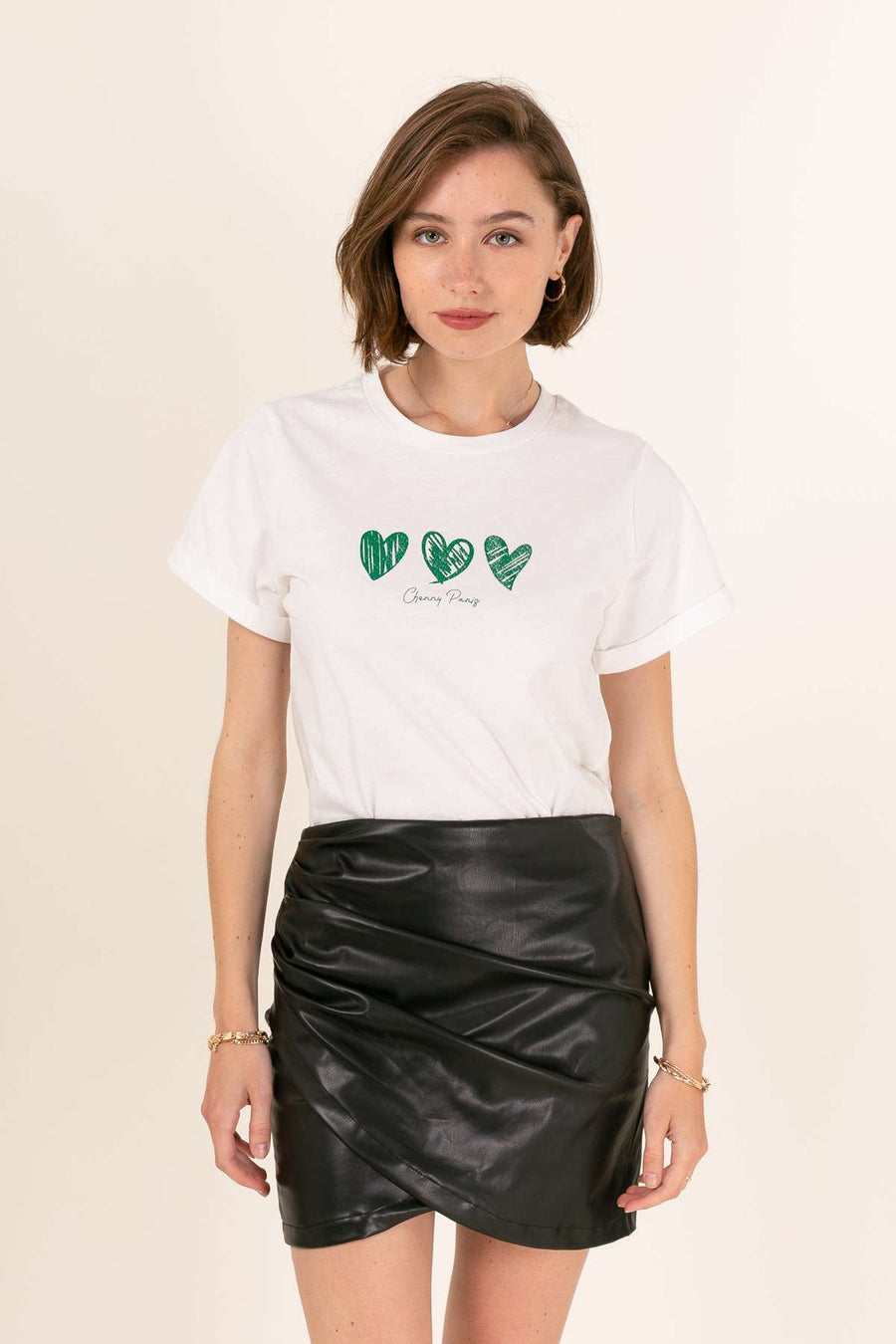 T-SHIRT EN COTON IMPRIME COEUR MARY