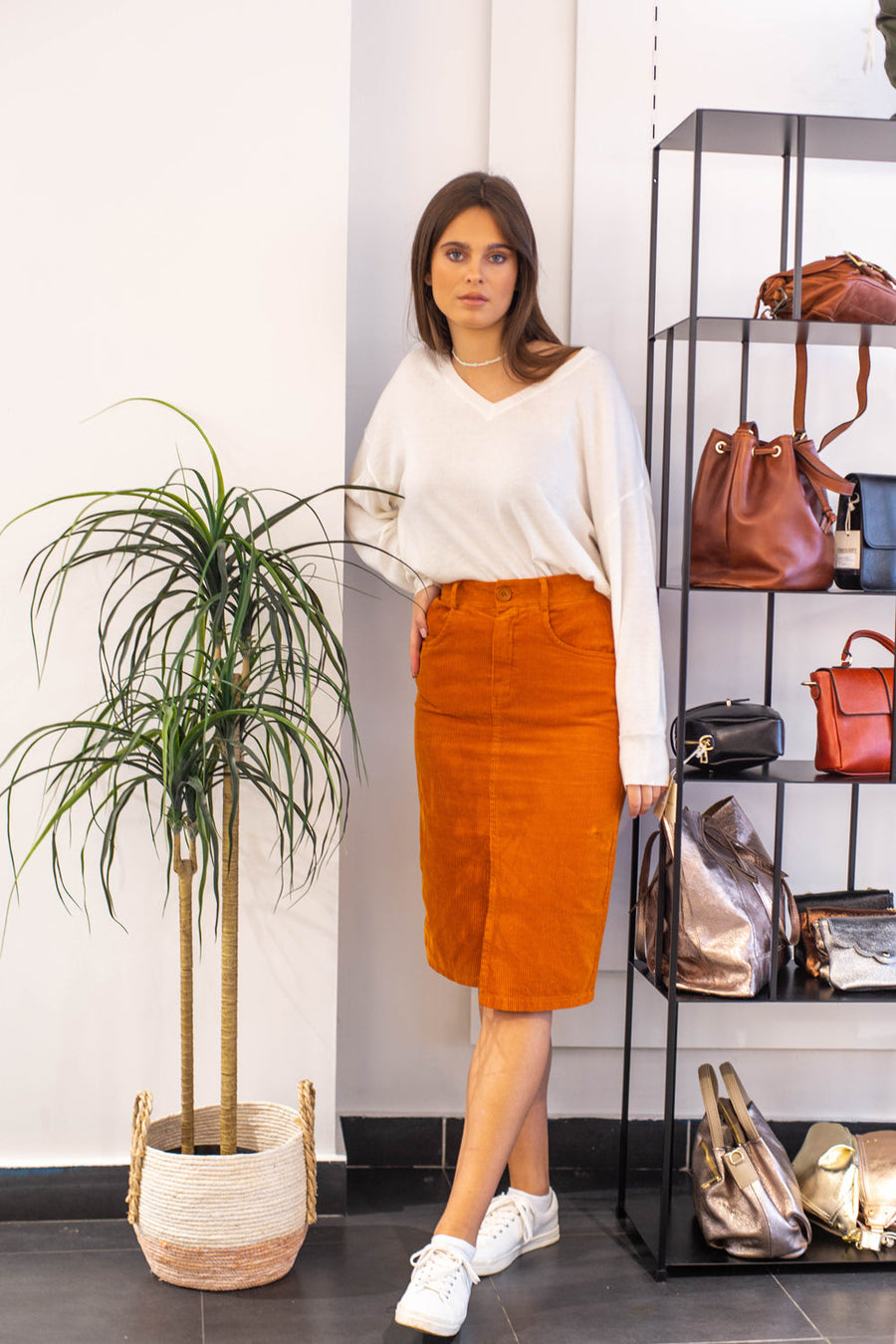 Jupe Crispine en velours rouille Cherry Paris
