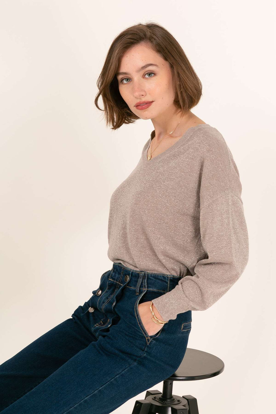 PULL EN LAINE COL V FABIENNE
