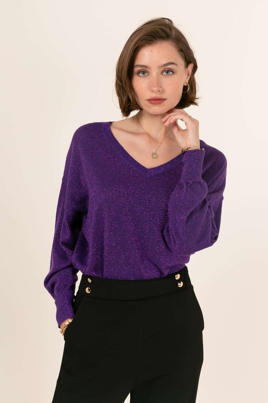 PULL EN LAINE COL V FABIENNE