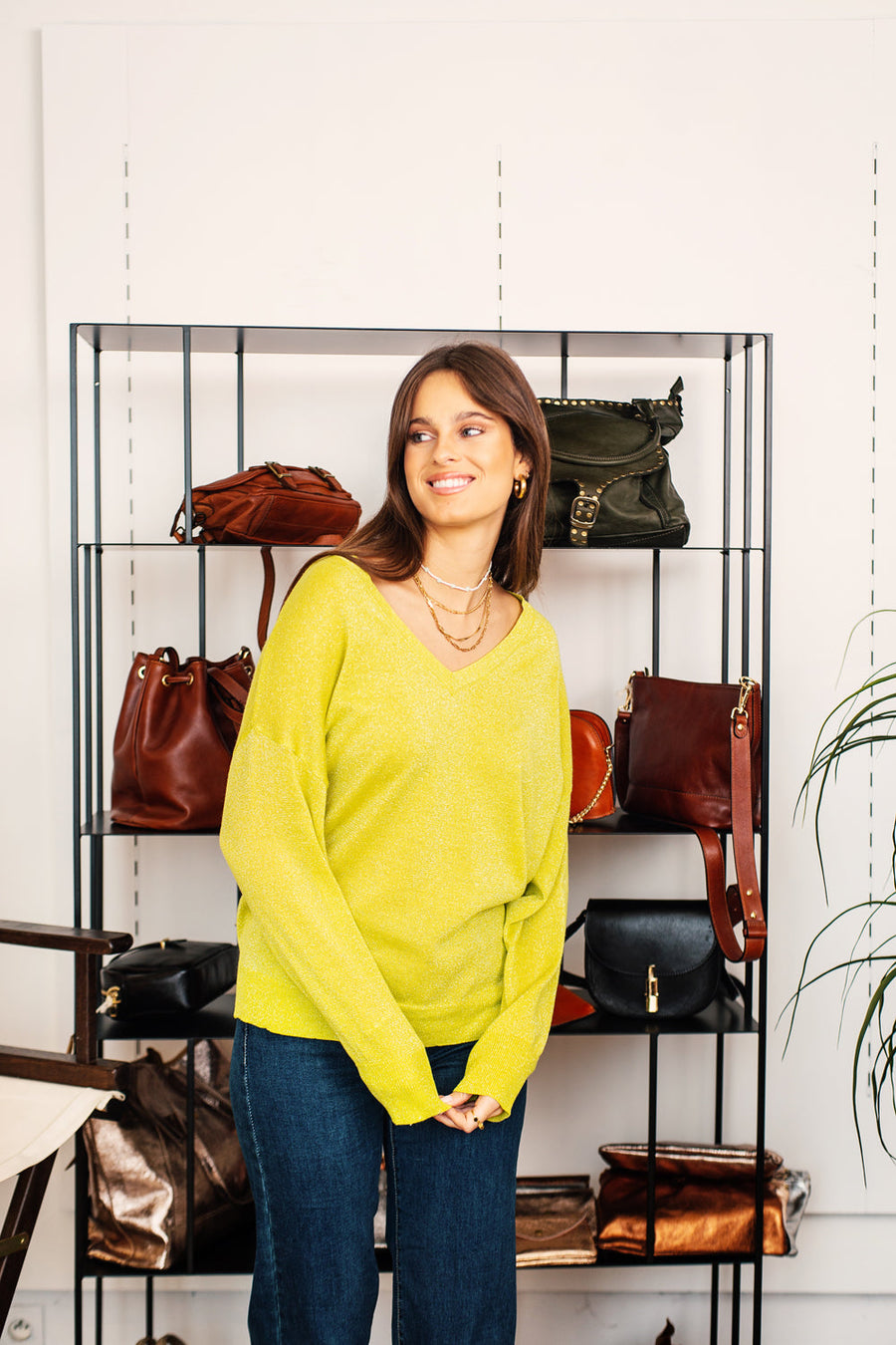 Pull Fabienne en laine anis