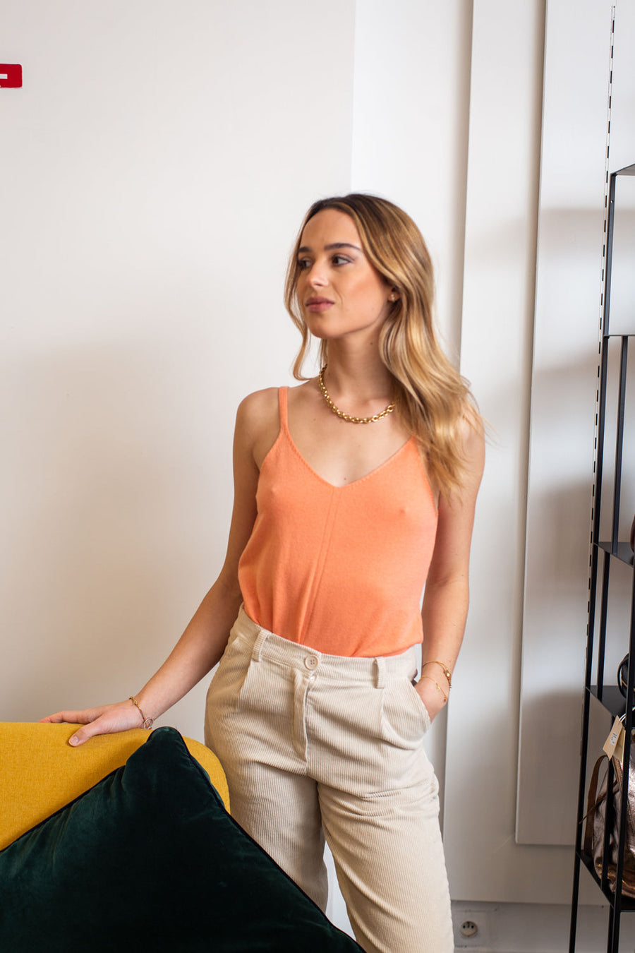 Top Nelia en laine corail