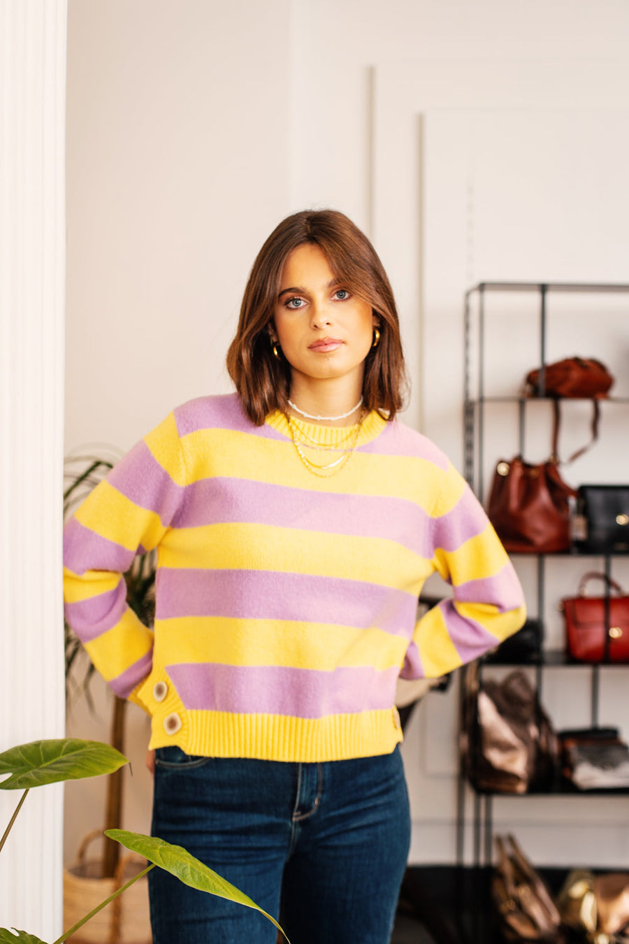 Pull Eryne en laine jaune